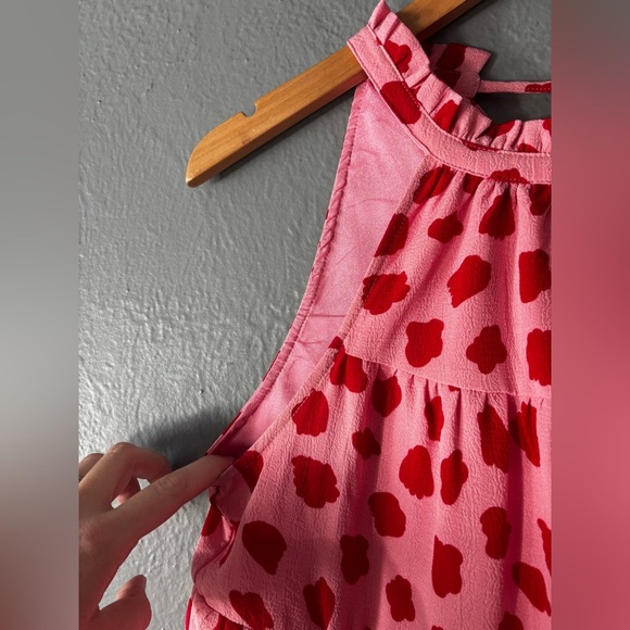 Anthropologie | THML | pink | red | print | halter | a line | dress | xs - Picture 10 of 11